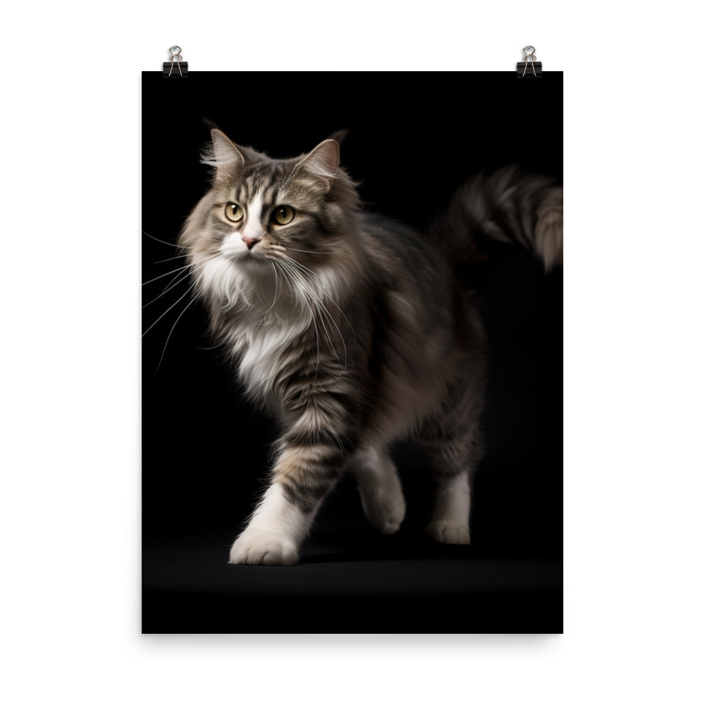 Playfulness of Manx Cat Photo paper poster - PosterfyAI.com