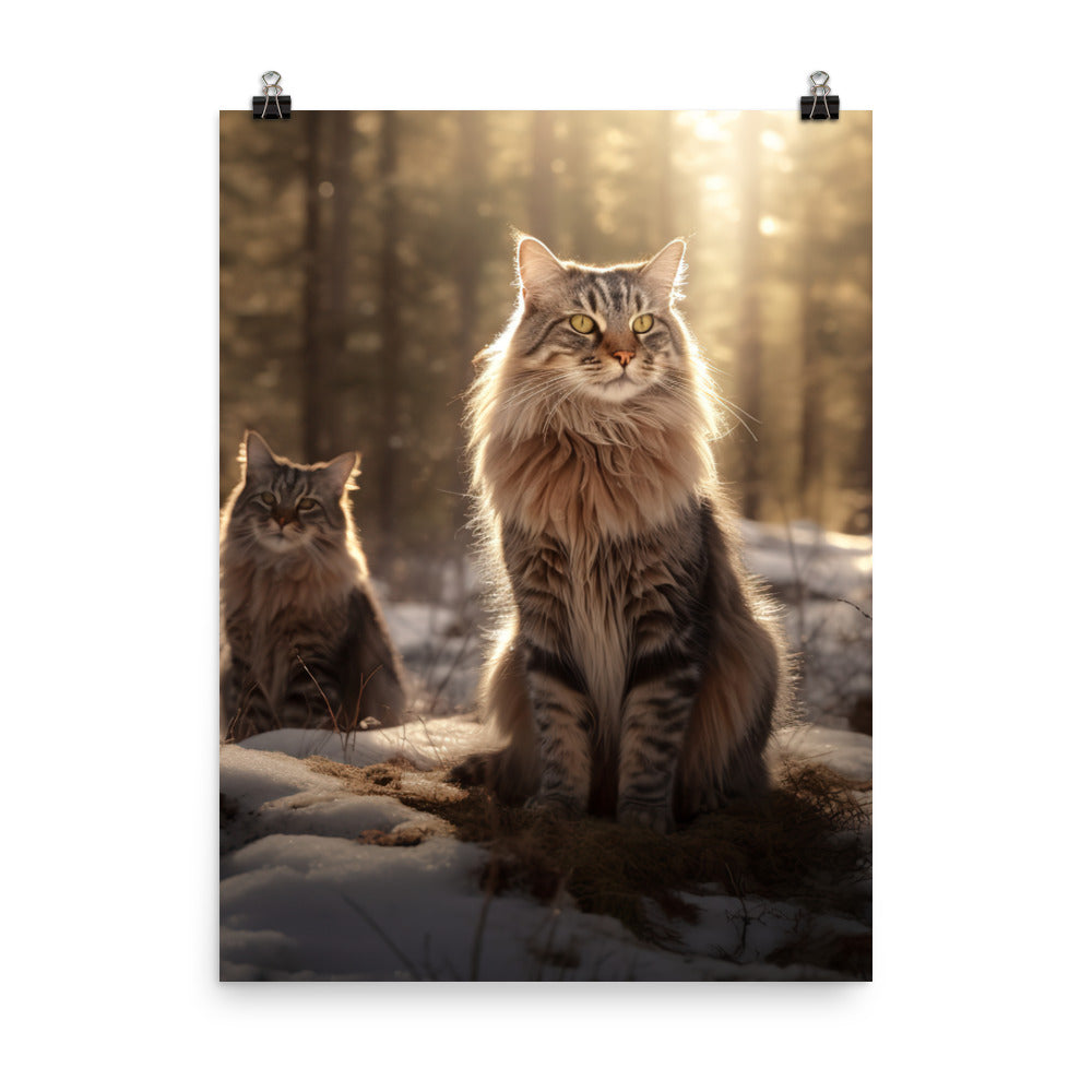 Norwegian Forest Cat Photo paper poster - PosterfyAI.com