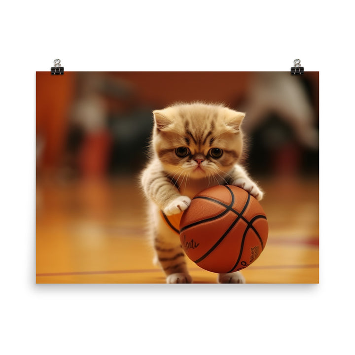 Exotic Shorthair BasketBall Player Photo paper poster - PosterfyAI.com