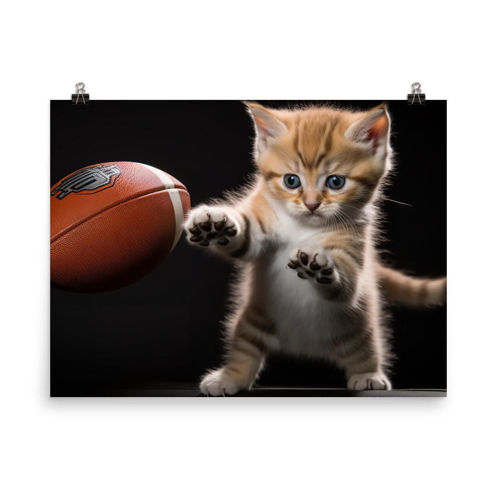 Exotic Shorthair Football Player Photo paper poster - PosterfyAI.com