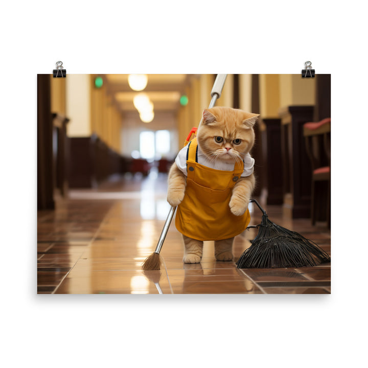 Exotic Shorthair Janitor Photo paper poster - PosterfyAI.com