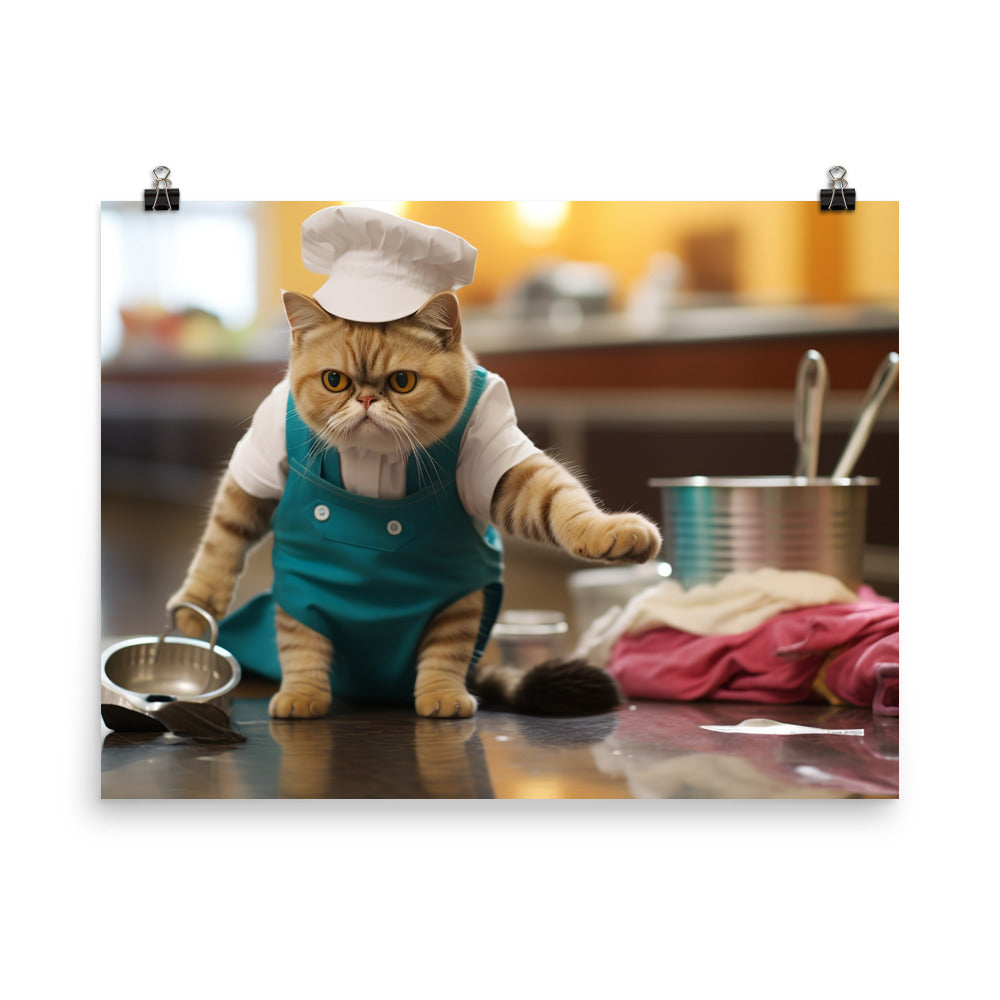 Exotic Shorthair Janitor Photo paper poster - PosterfyAI.com