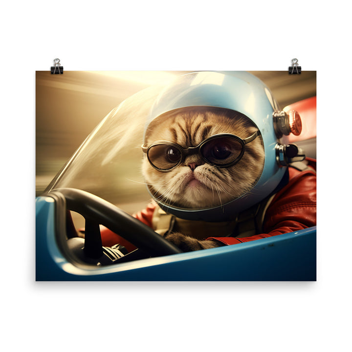 Exotic Shorthair Motorsport Athlete Photo paper poster - PosterfyAI.com