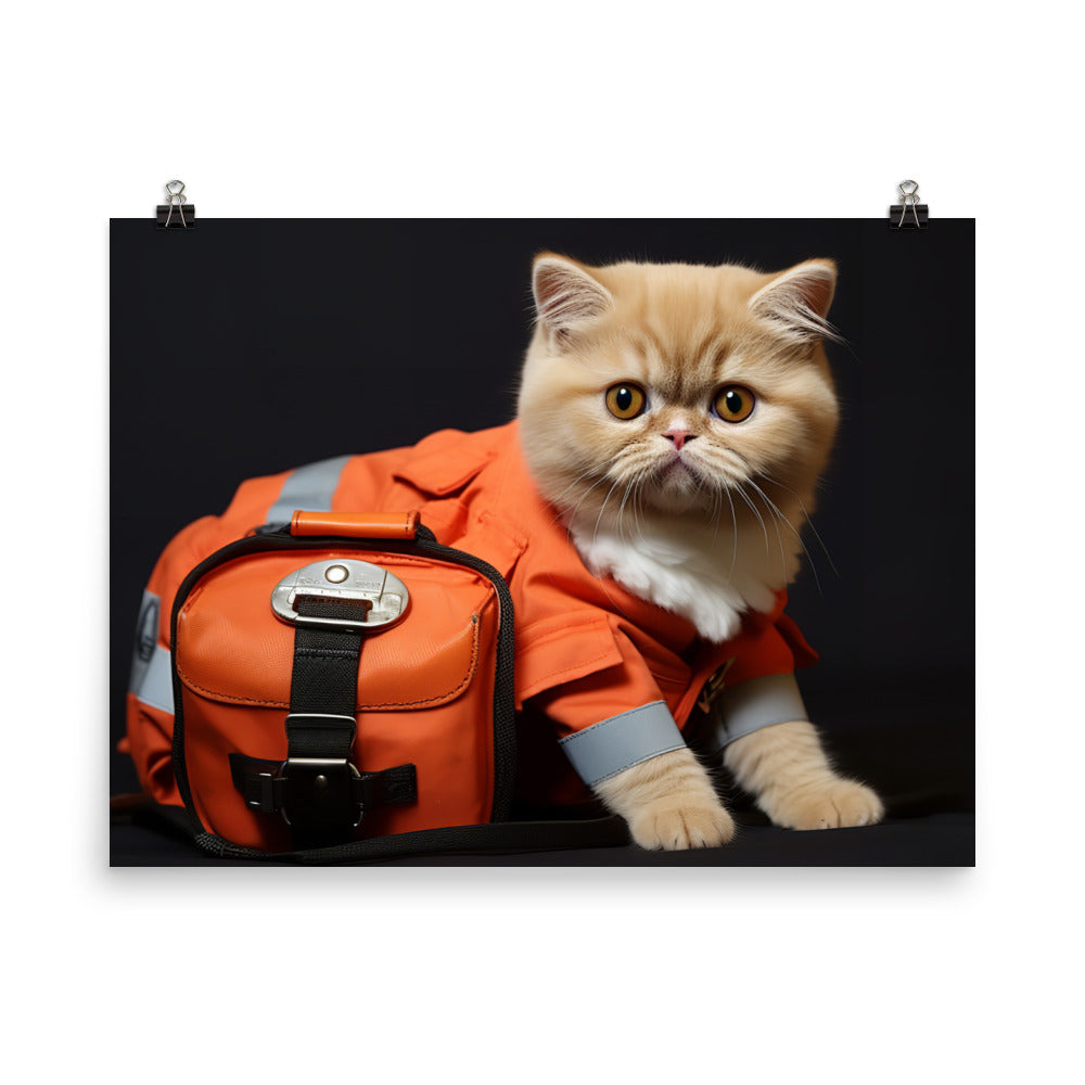 Exotic Shorthair Paramedic Photo paper poster - PosterfyAI.com