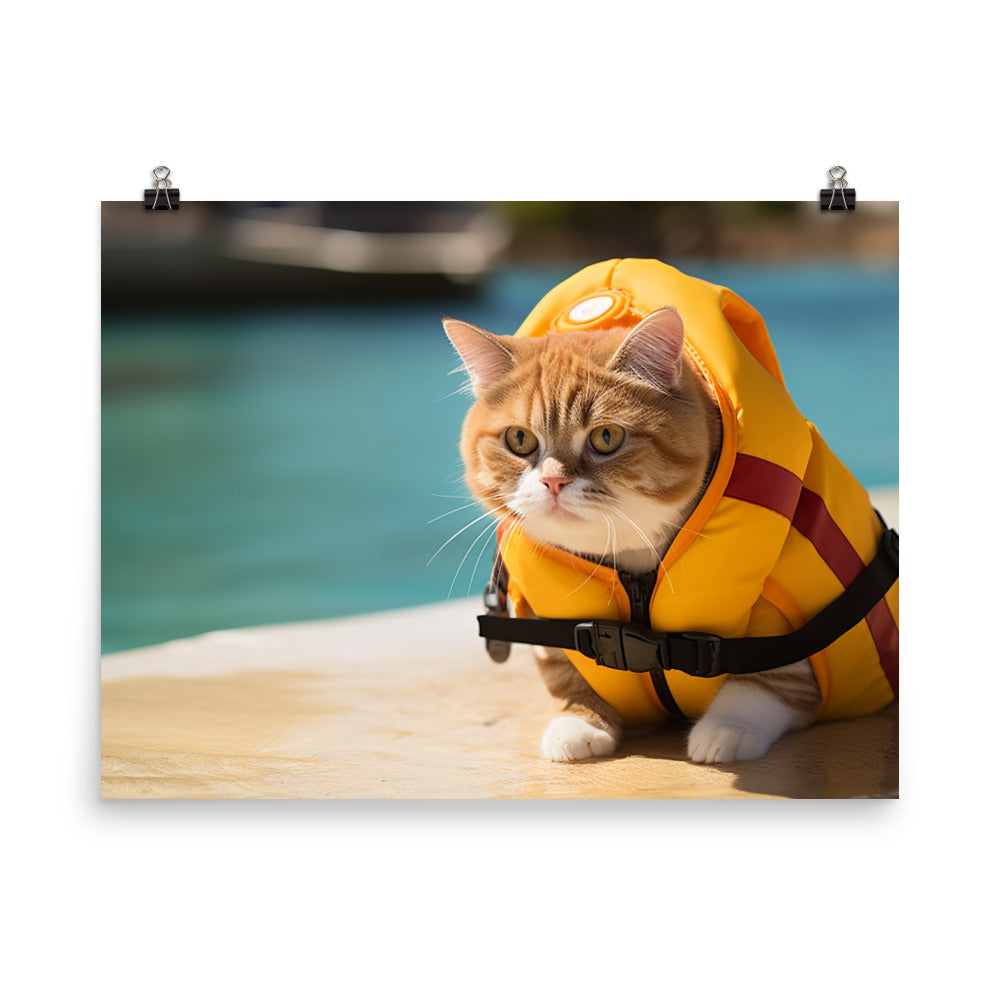 Exotic Shorthair Lifeguard Photo paper poster - PosterfyAI.com