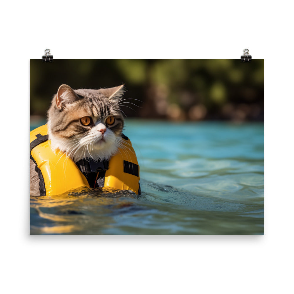 Exotic Shorthair Lifeguard Photo paper poster - PosterfyAI.com