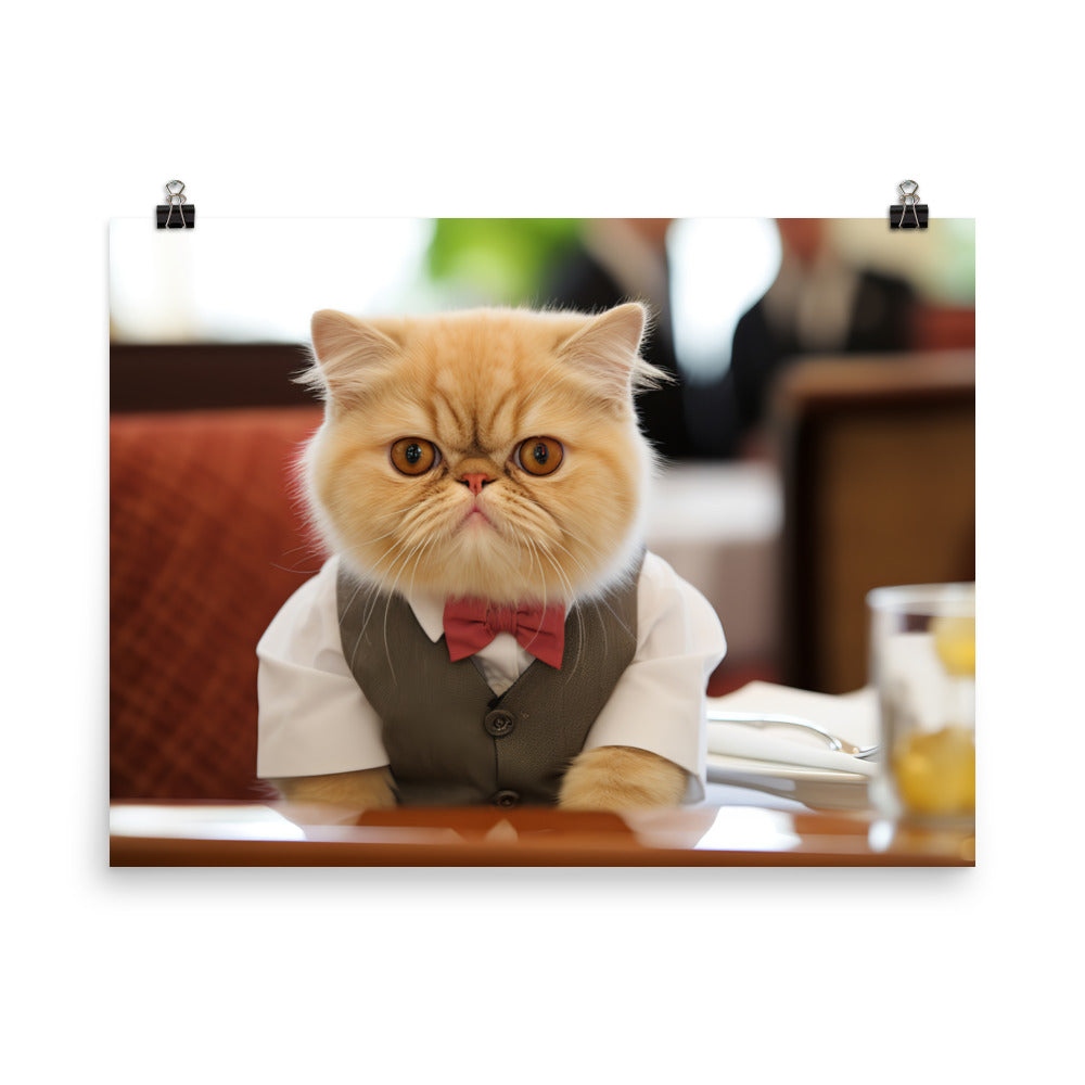 Exotic Shorthair Hotel Staff Photo paper poster - PosterfyAI.com