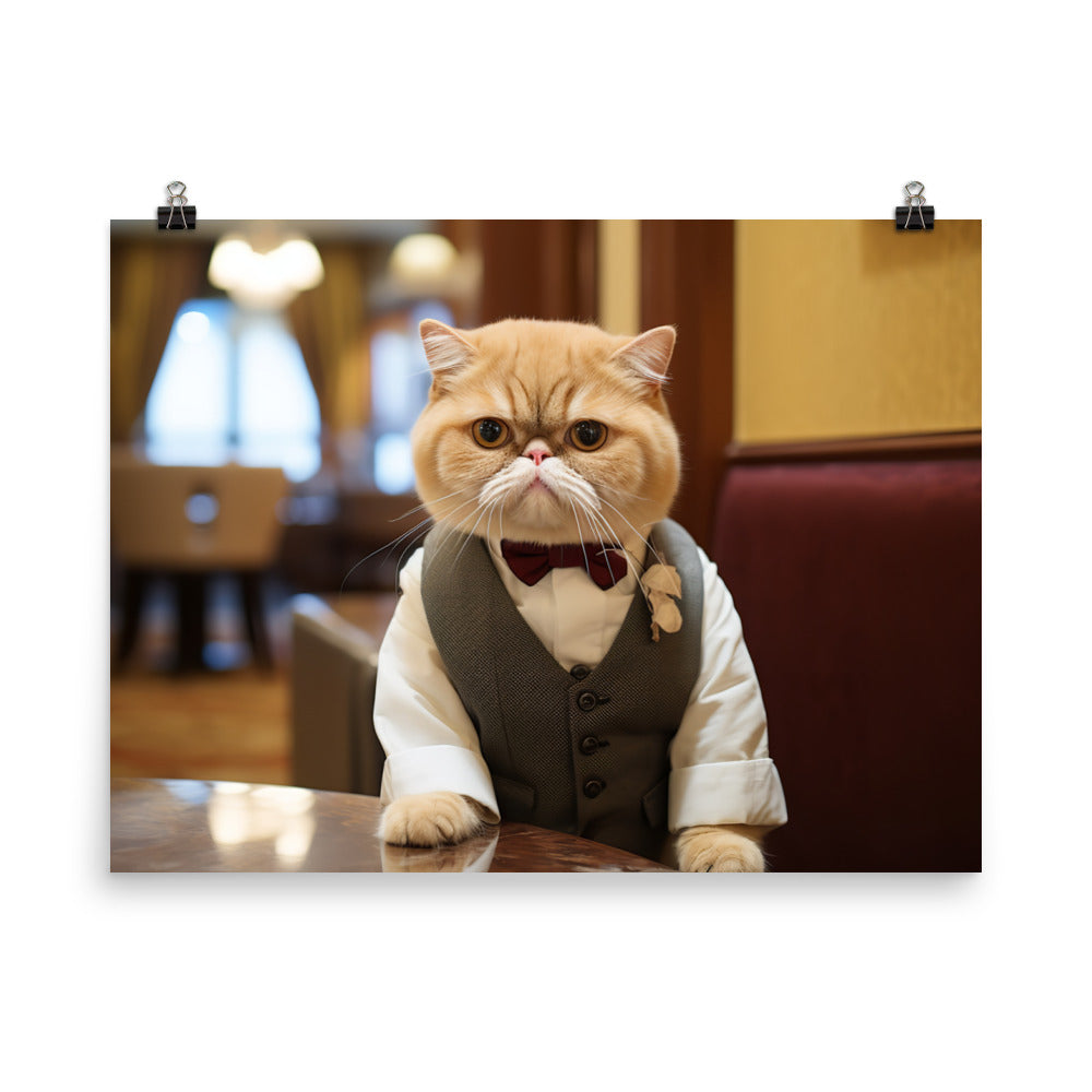 Exotic Shorthair Hotel Staff Photo paper poster - PosterfyAI.com