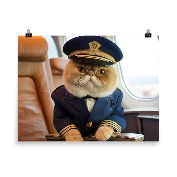 Exotic Shorthair Pilot Photo paper poster - PosterfyAI.com