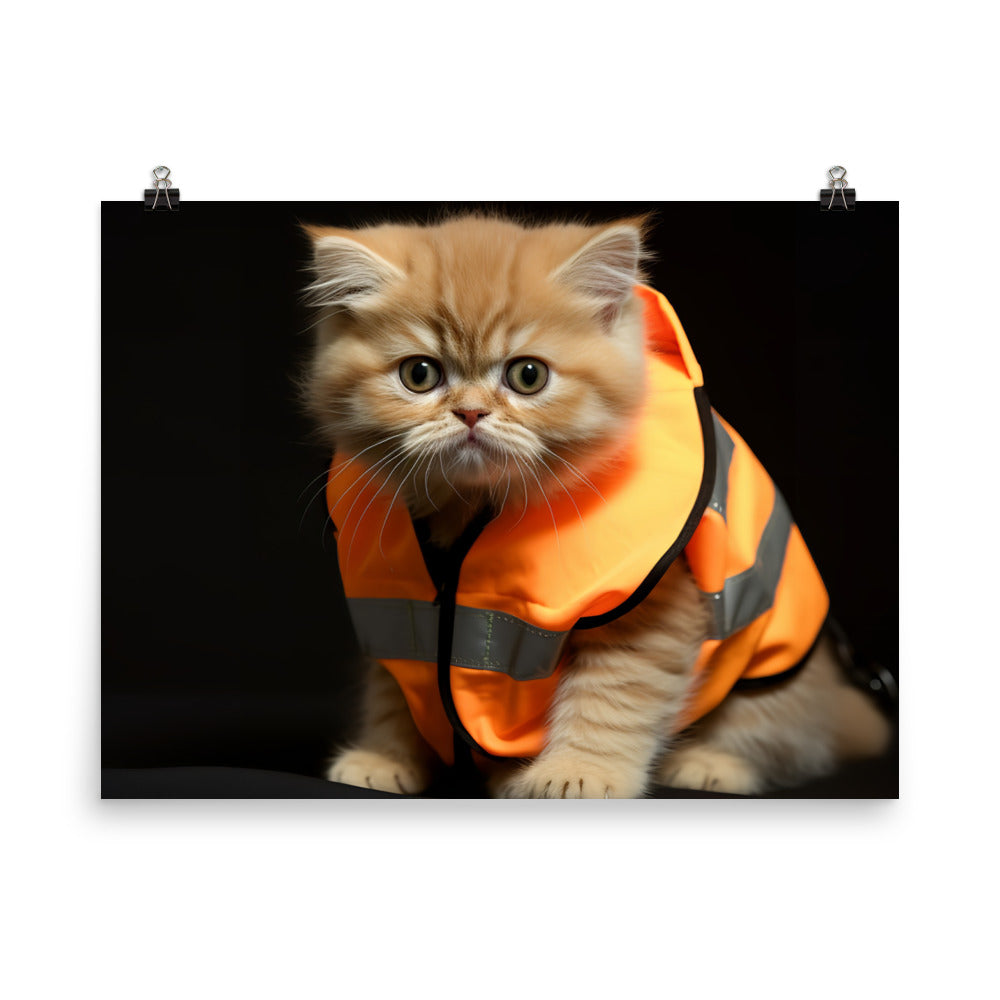 Exotic Shorthair Security Officer Photo paper poster - PosterfyAI.com