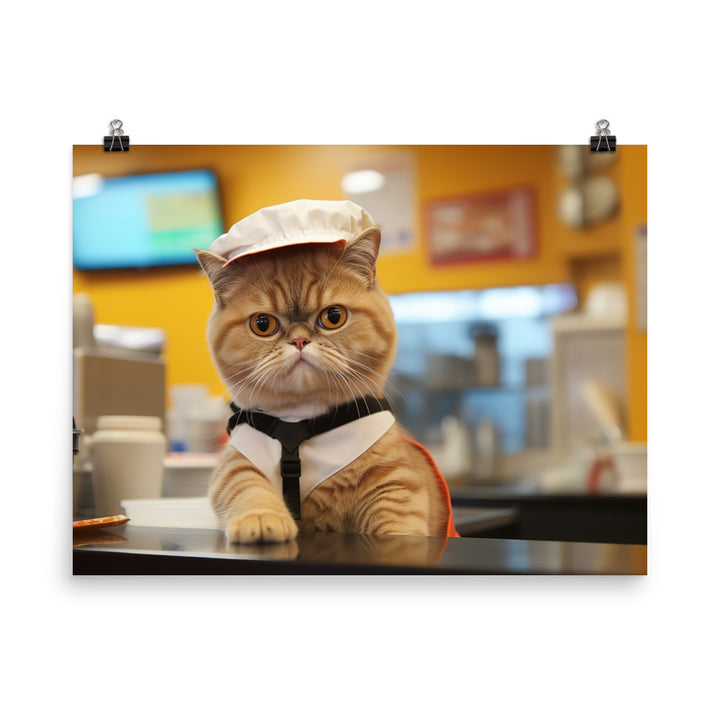 Exotic Shorthair Fast Food Crew Photo paper poster - PosterfyAI.com