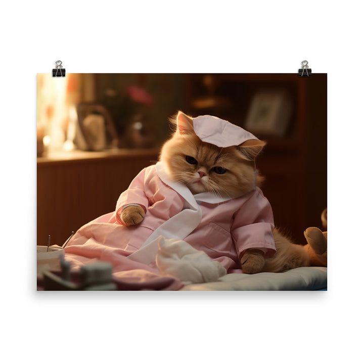 Exotic Shorthair Nurse Photo paper poster - PosterfyAI.com