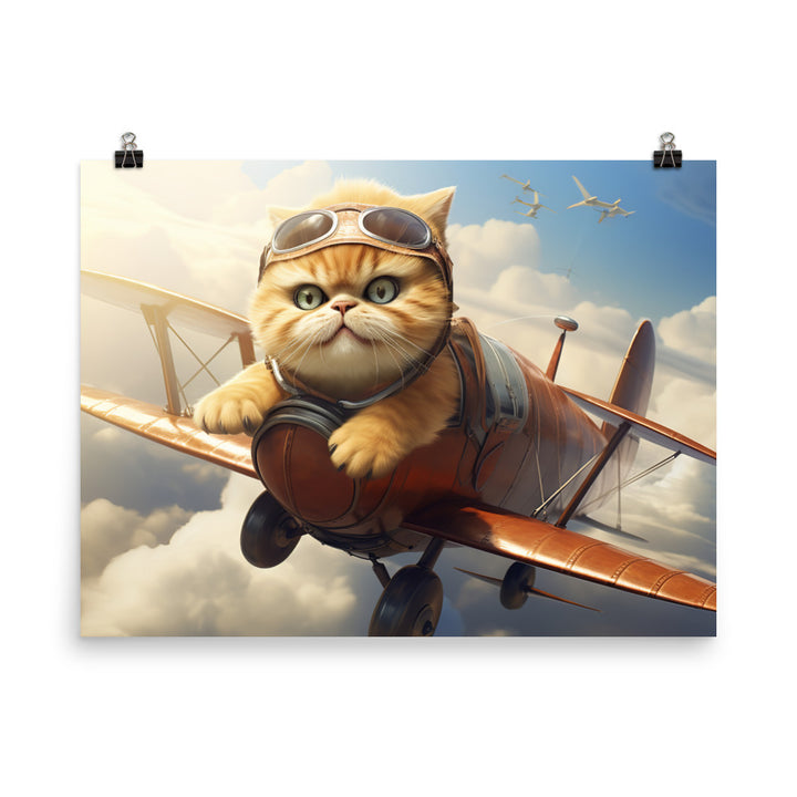 Exotic Shorthair Pilot Photo paper poster - PosterfyAI.com