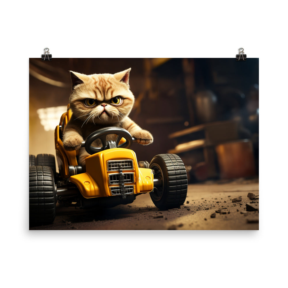 Exotic Shorthair Motorsport Athlete Photo paper poster - PosterfyAI.com