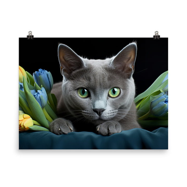 Russian Blue Photo paper poster - PosterfyAI.com