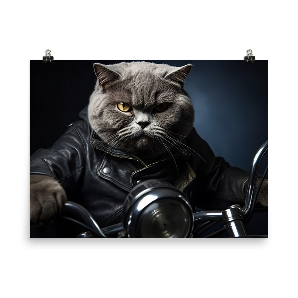 British Shorthair Superbike Athlete Photo paper poster - PosterfyAI.com