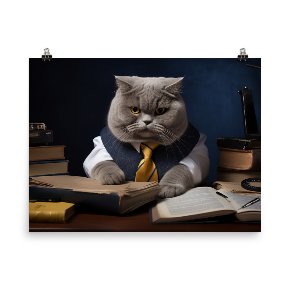 British Shorthair Student Photo paper poster - PosterfyAI.com