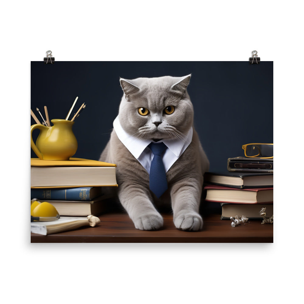 British Shorthair Student Photo paper poster - PosterfyAI.com