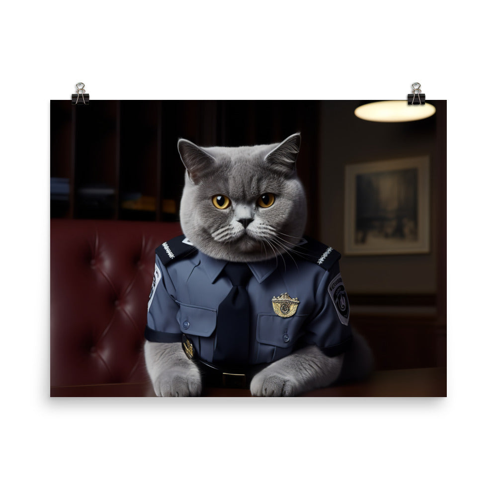 British Shorthair Security Officer Photo paper poster - PosterfyAI.com
