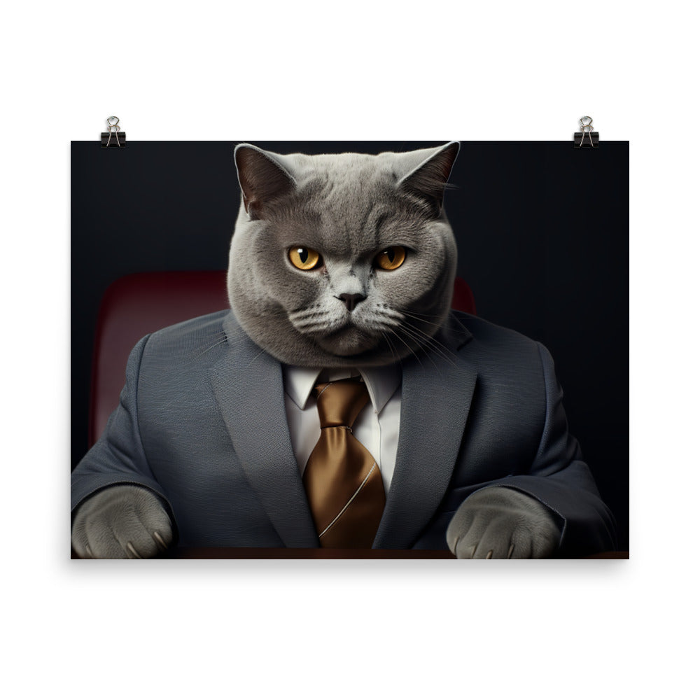 British Shorthair Sales Consultant Photo paper poster - PosterfyAI.com