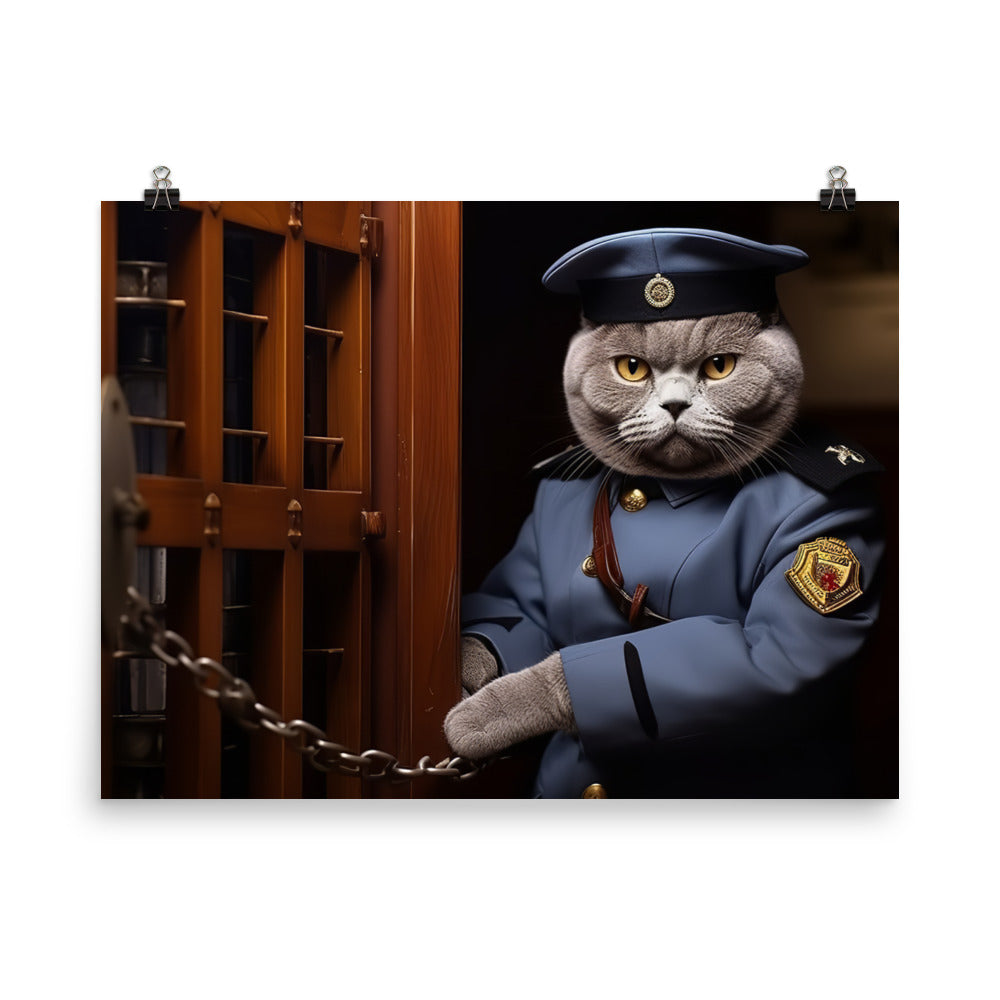 British Shorthair Prison Officer Photo paper poster - PosterfyAI.com