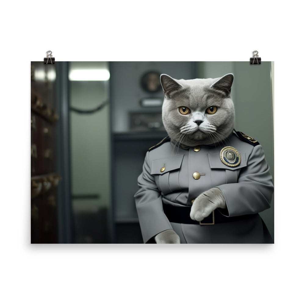 British Shorthair Prison Officer Photo paper poster - PosterfyAI.com