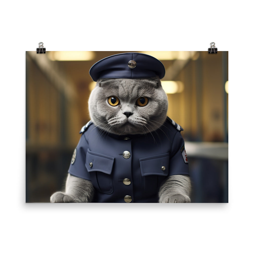 British Shorthair Prison Officer Photo paper poster - PosterfyAI.com