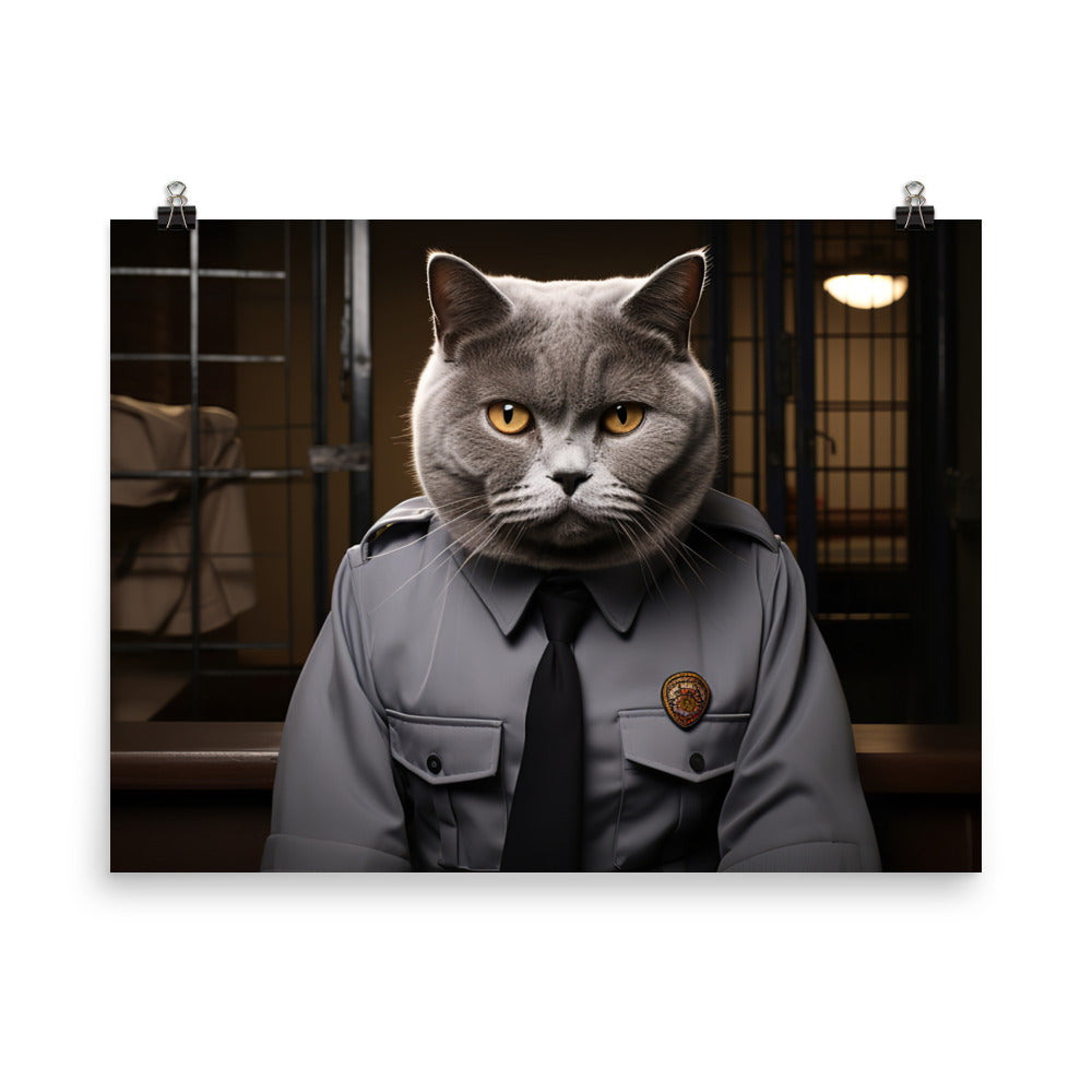 British Shorthair Prison Officer Photo paper poster - PosterfyAI.com