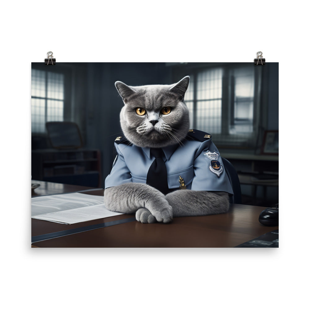 British Shorthair Prison Officer Photo paper poster - PosterfyAI.com