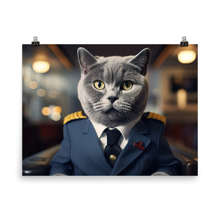 British Shorthair Pilot Photo paper poster - PosterfyAI.com