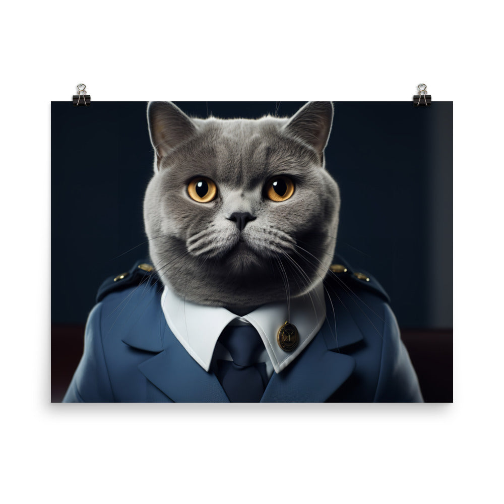 British Shorthair Pilot Photo paper poster - PosterfyAI.com