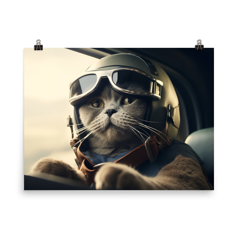 British Shorthair Pilot Photo paper poster - PosterfyAI.com