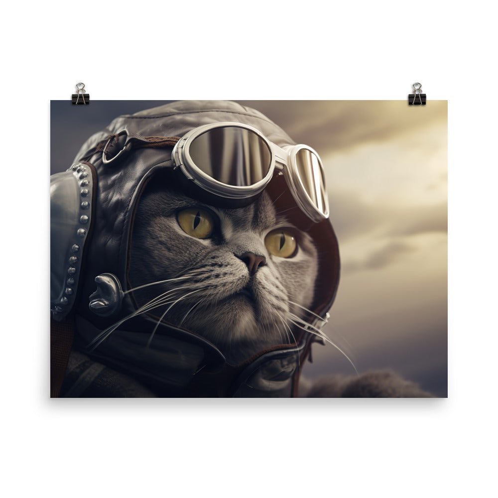 British Shorthair Pilot Photo paper poster - PosterfyAI.com