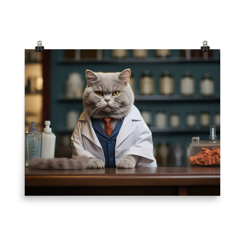 British Shorthair Pharmacist Photo paper poster - PosterfyAI.com