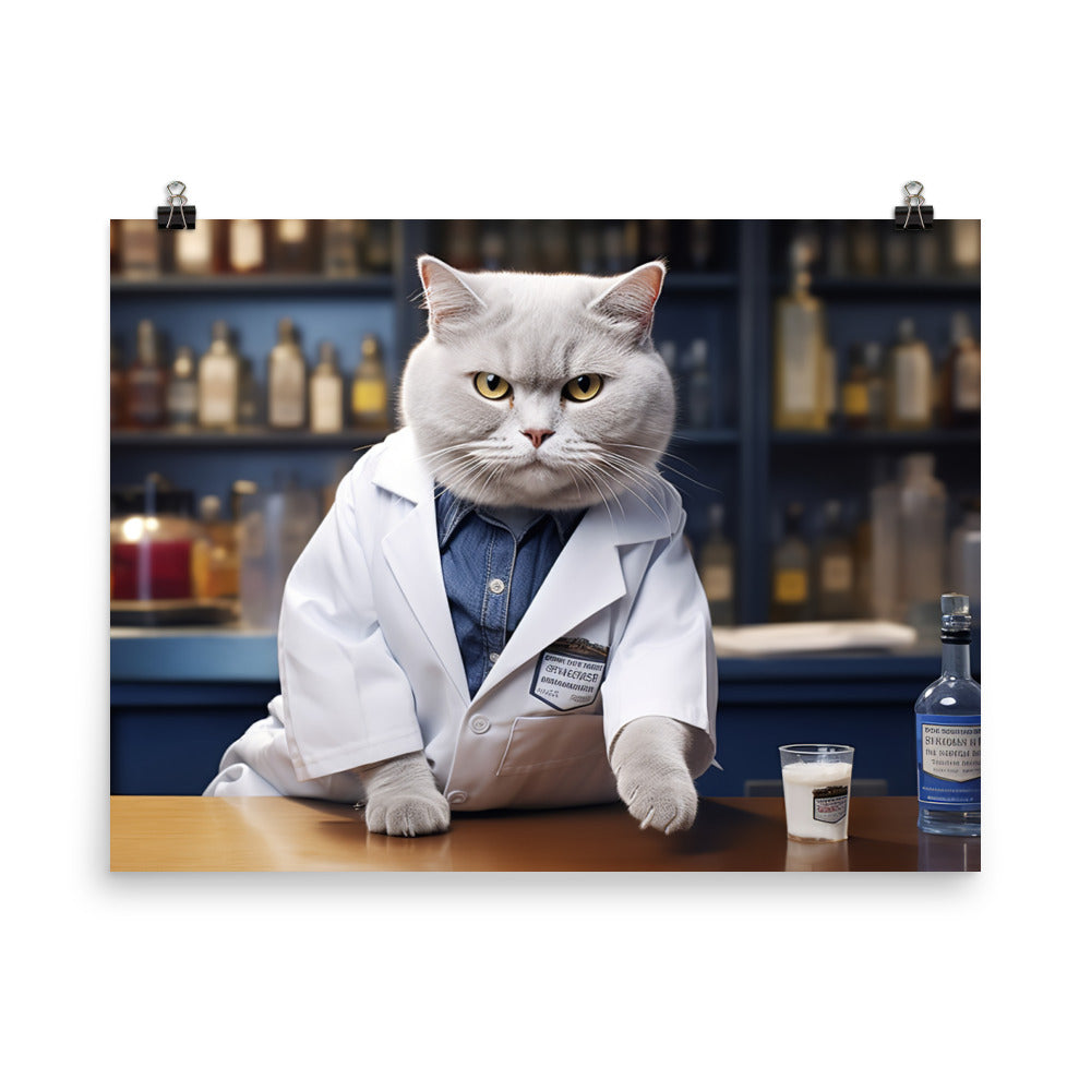 British Shorthair Pharmacist Photo paper poster - PosterfyAI.com