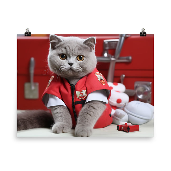 British Shorthair Paramedic Photo paper poster - PosterfyAI.com