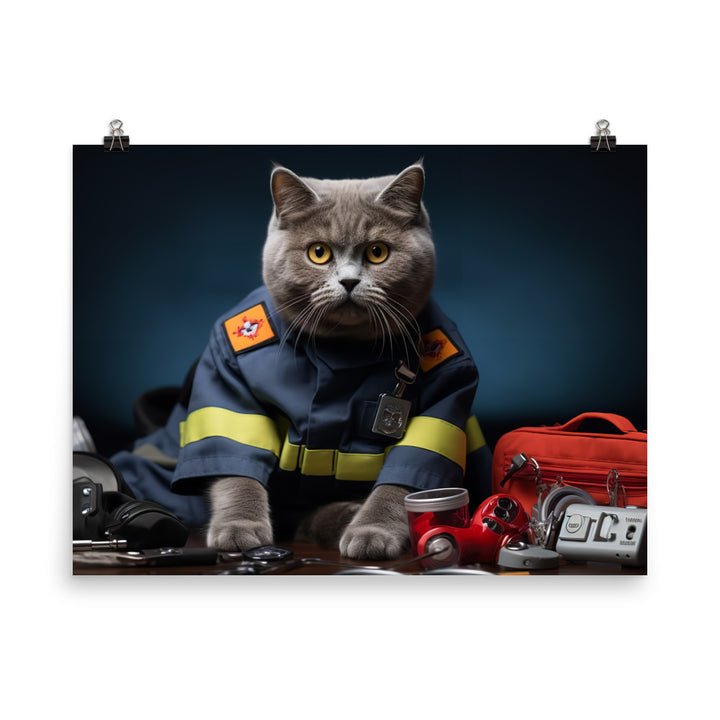 British Shorthair Paramedic Photo paper poster - PosterfyAI.com