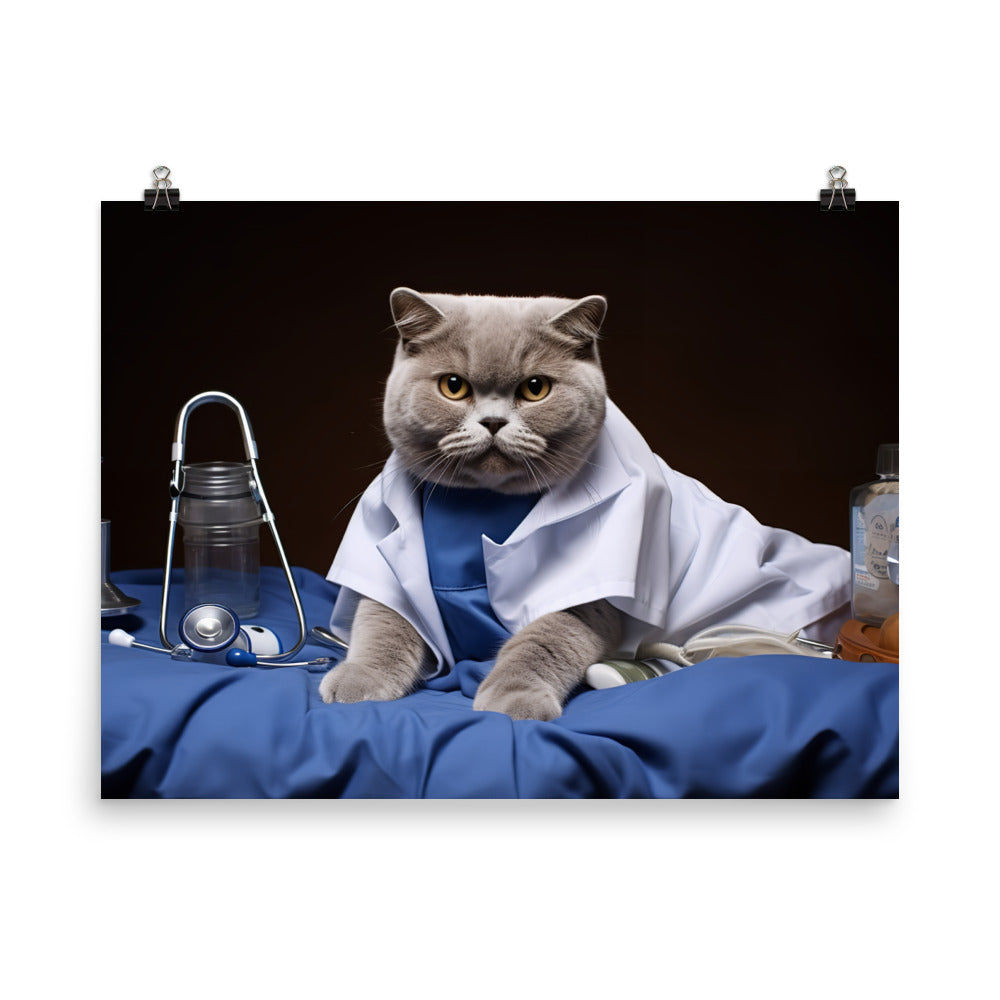 British Shorthair Nurse Photo paper poster - PosterfyAI.com