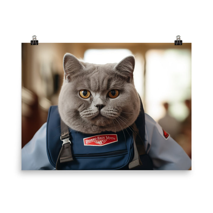 British Shorthair Mail Carrier Photo paper poster - PosterfyAI.com