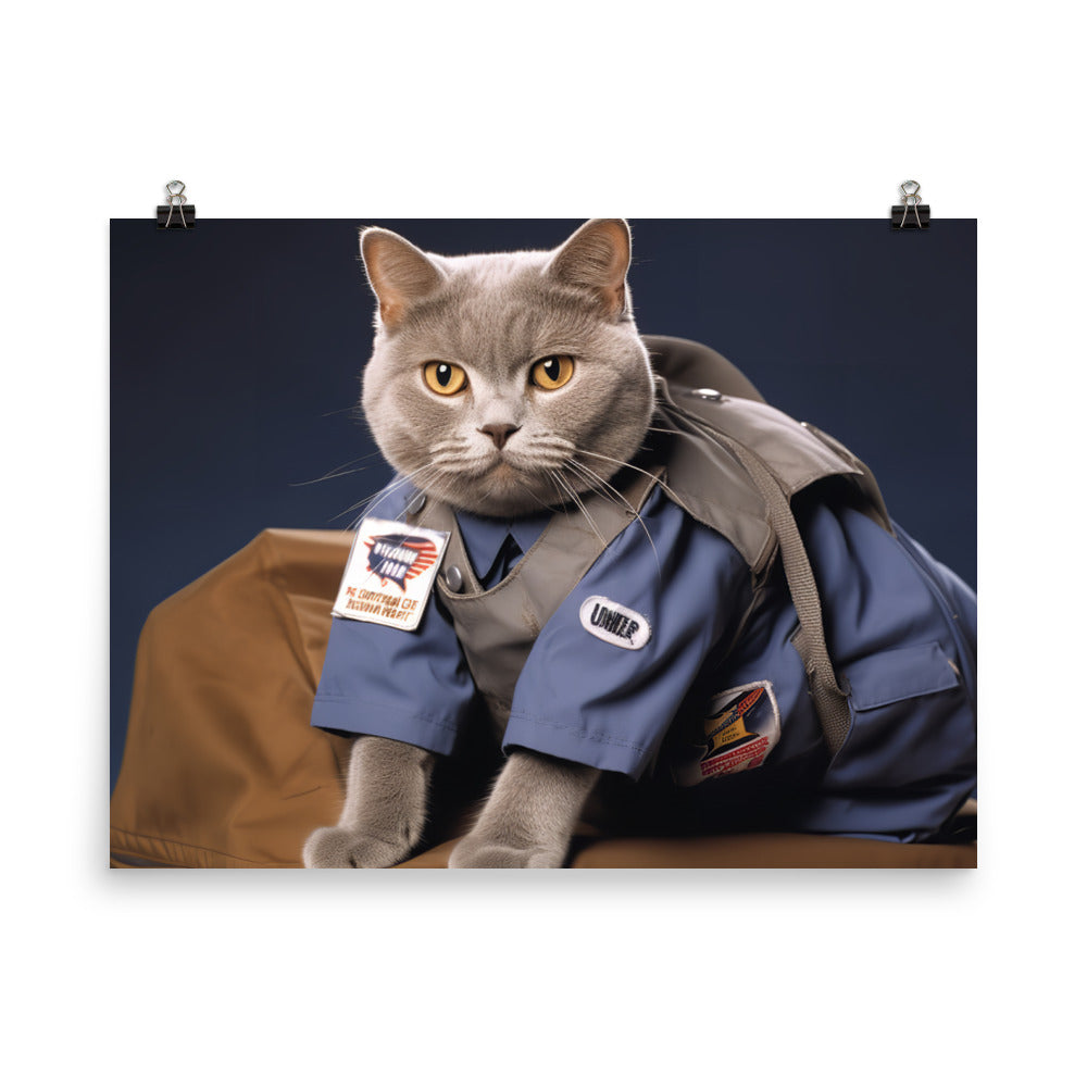 British Shorthair Mail Carrier Photo paper poster - PosterfyAI.com