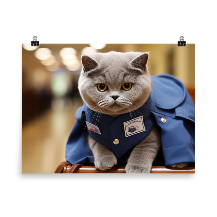 British Shorthair Mail Carrier Photo paper poster - PosterfyAI.com