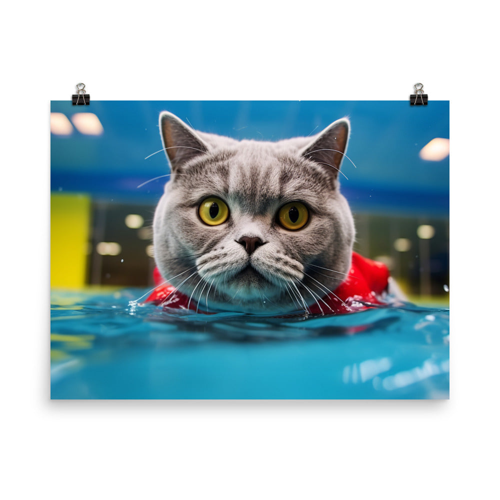 British Shorthair Lifeguard Photo paper poster - PosterfyAI.com