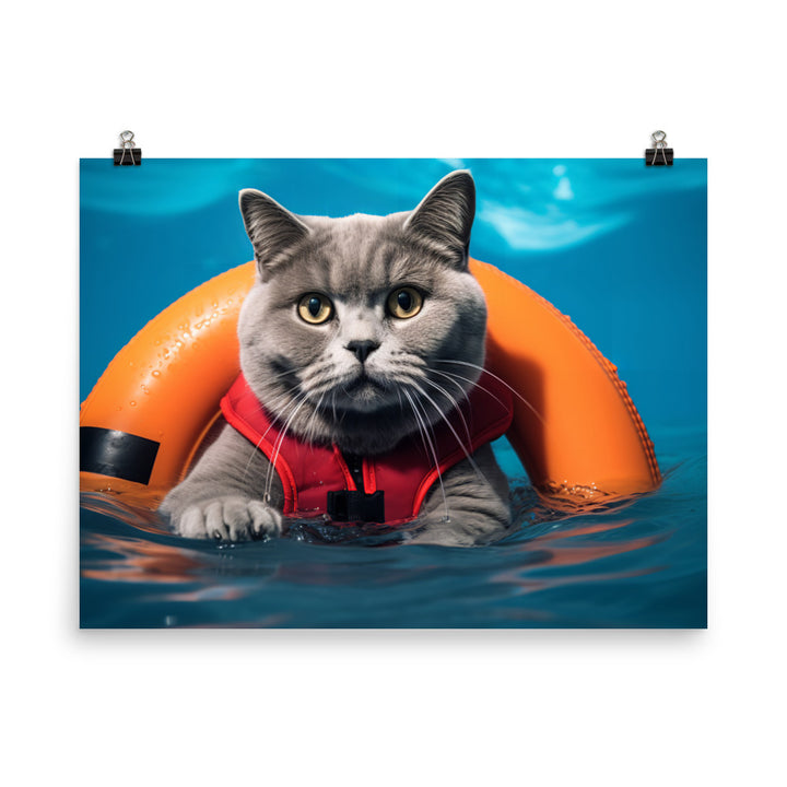 British Shorthair Lifeguard Photo paper poster - PosterfyAI.com