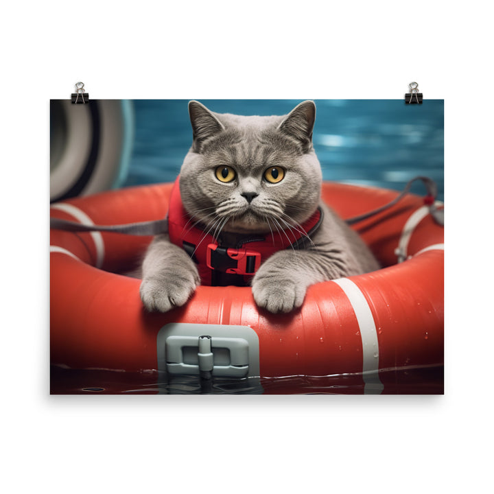 British Shorthair Lifeguard Photo paper poster - PosterfyAI.com