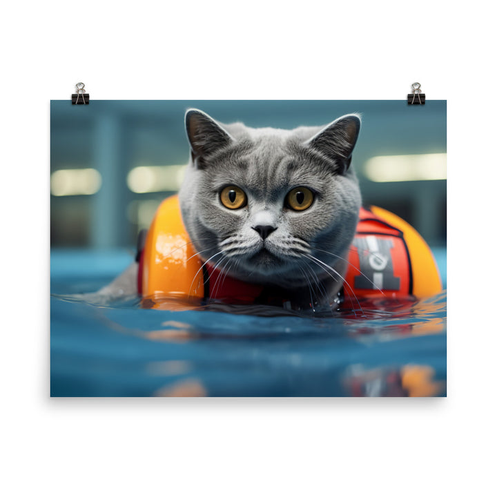 British Shorthair Lifeguard Photo paper poster - PosterfyAI.com