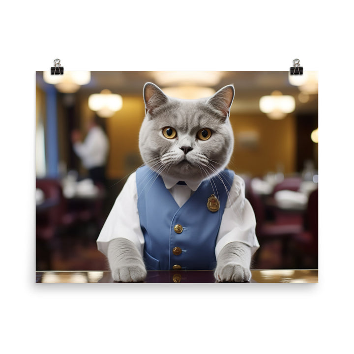 British Shorthair Hotel Staff Photo paper poster - PosterfyAI.com