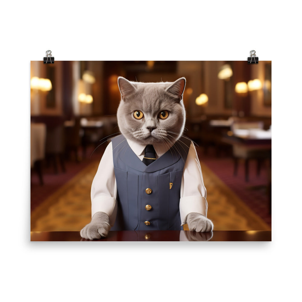 British Shorthair Hotel Staff Photo paper poster - PosterfyAI.com