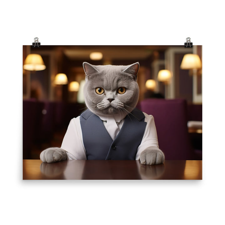 British Shorthair Hotel Staff Photo paper poster - PosterfyAI.com