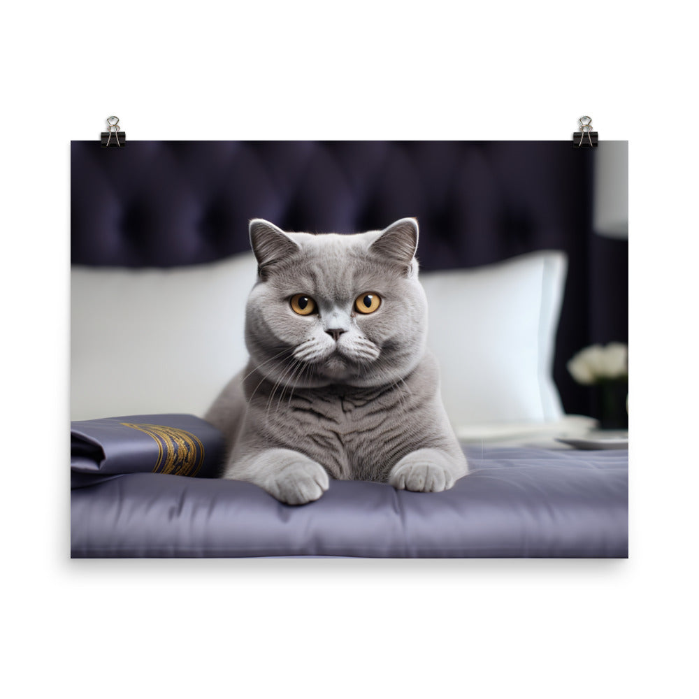 British Shorthair Hotel Staff Photo paper poster - PosterfyAI.com