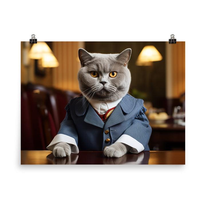 British Shorthair Hotel Staff Photo paper poster - PosterfyAI.com